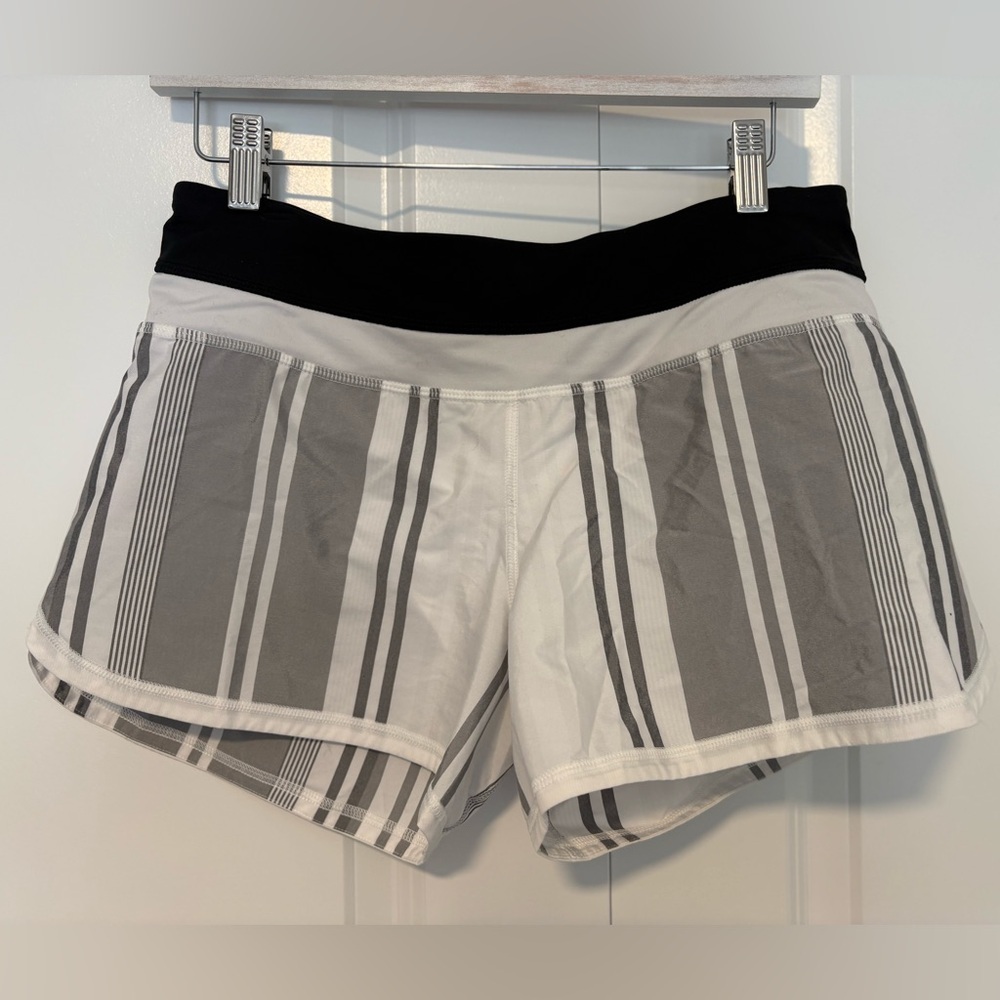 lululemon athletica Gray and Black Striped Athletic Shorts